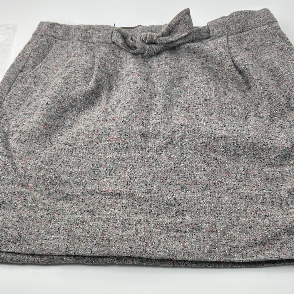 J. Crew Gray Tweed Mini Skirt with Bow